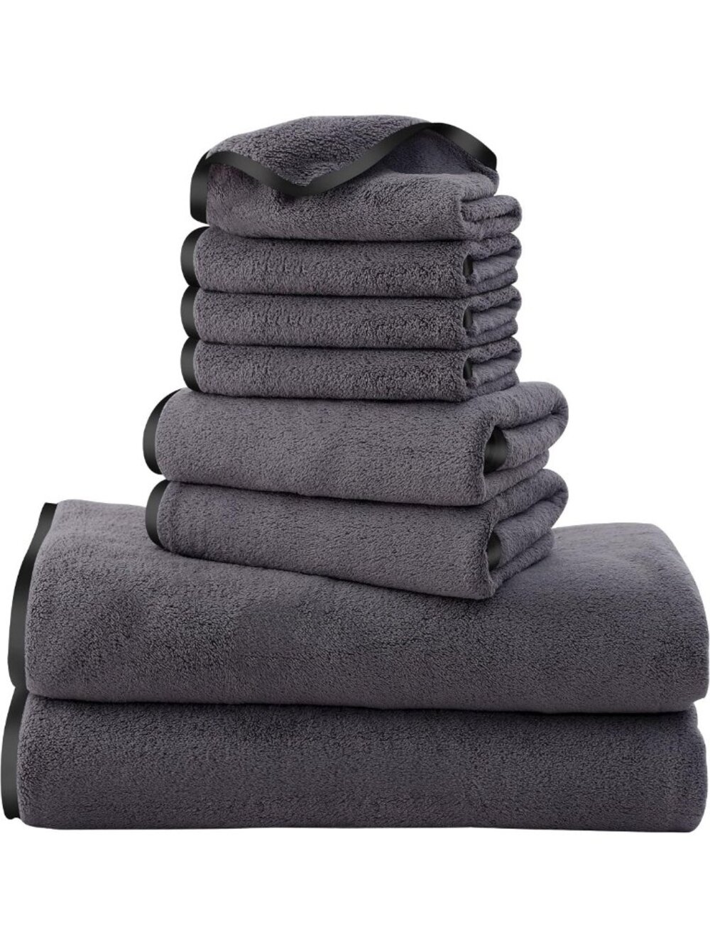 Ultra Soft 8-Piece Microfiber Towel Set - Bath, Hand & Wash Cloths, Highly